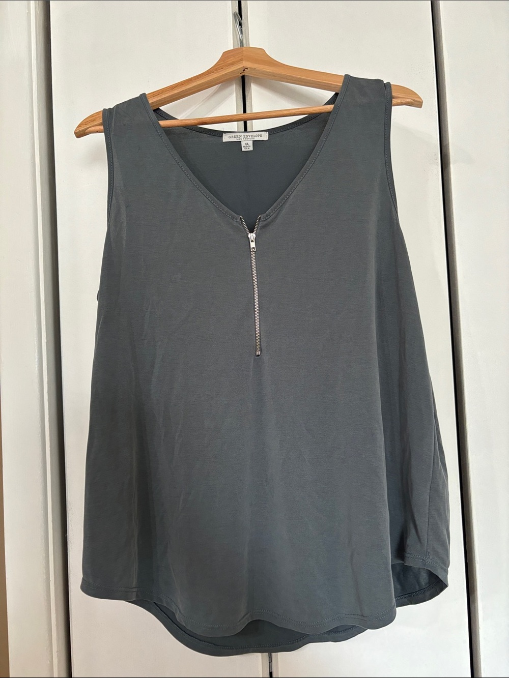 Green envelope Zip-Front Sleeveless Tank